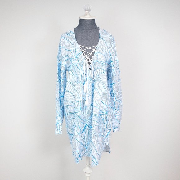 Blue Tropical Print Swim Coverup - Picture 4 of 10